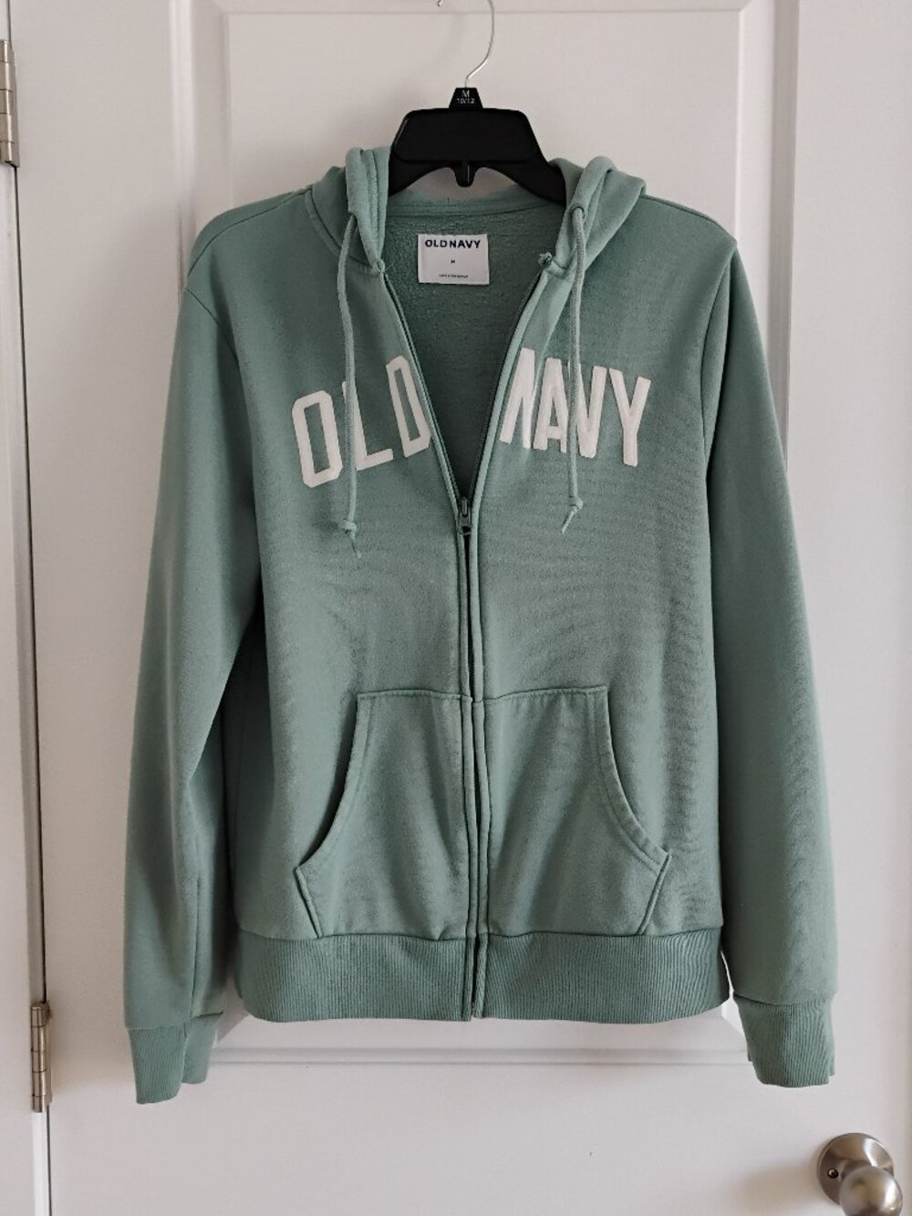 Old Navy Full Zip Logo Hoodie Light Green Size M